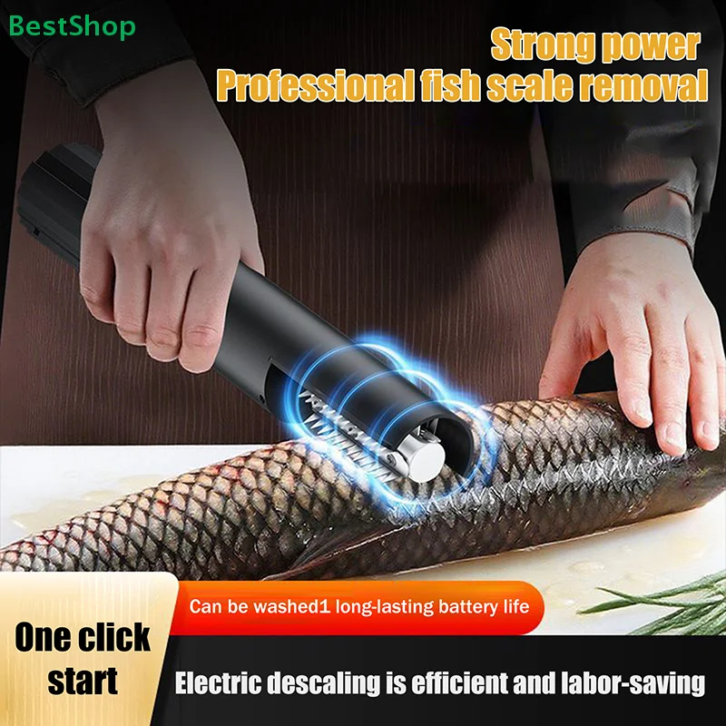 〔Rebecca〕Electric Fish Scaler - Rechargeable Waterproof Fish Scale Remover with One-Click Operation