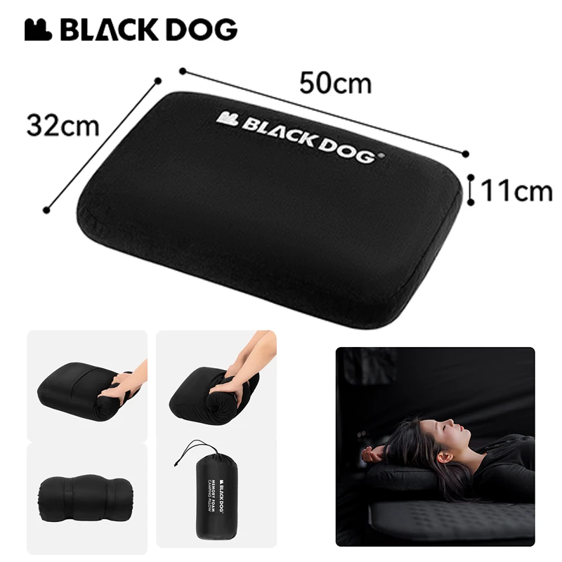 Naturehike-Blackdog Camping Pillow Outdoor 190T Memory Foam Cotton Travel Neck Nap Ultralight 0.79kg Portable Sleeping Pillow