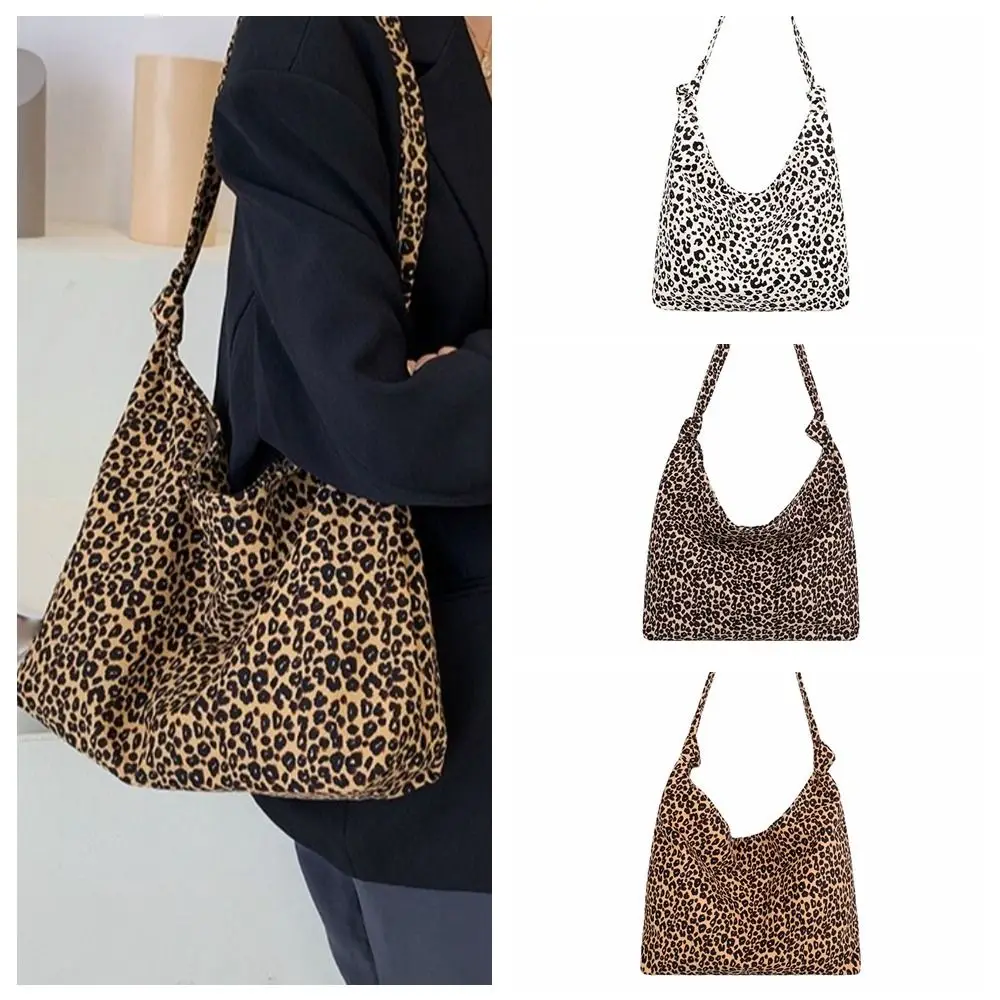 

Fashion Cloth Leopard Print Shoulder Bag Messenger Bag Large Capacity Canvas Bag Korean Style Women's Handbag Travel