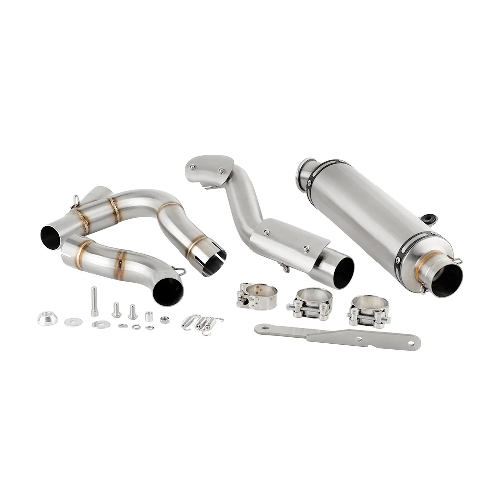 

Slip-on Motorcycle Exhaust Mid Link Pipe With Silver Muffler Tips For Ducati DesertX 2022 2023 2024 Desert X Desert-X 950