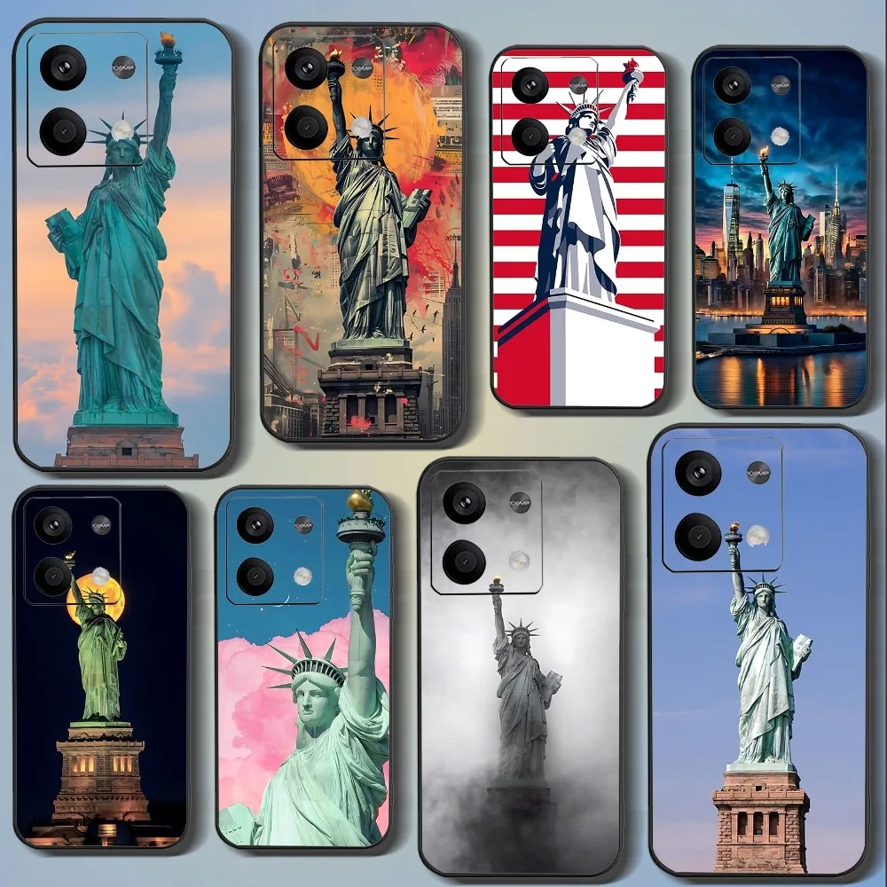 Statue Of Liberty Phone Case For Xiaomi 11 Redmi Note 11 5G 8T 9A 9 10T Note8Pro Note9 12SUltra Black Case