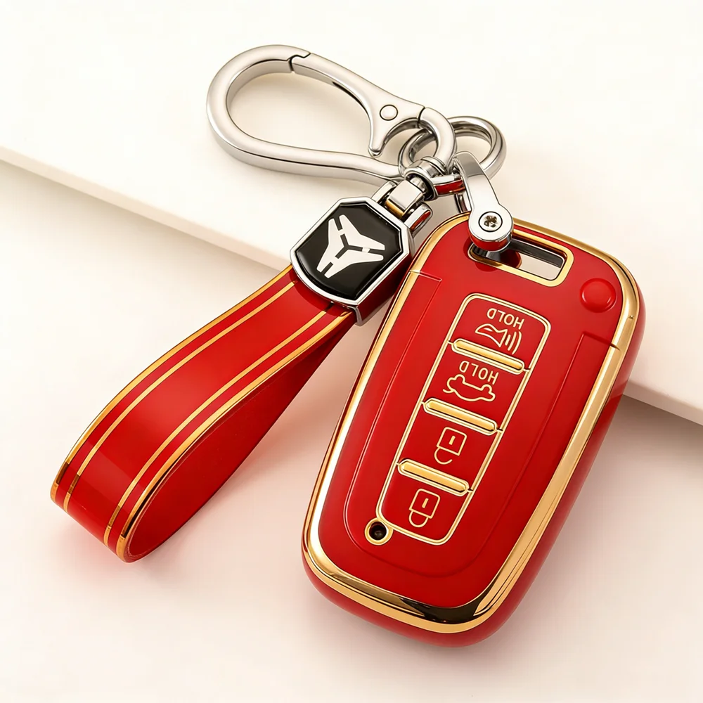 TPU Car Key Case for Kia Soul Hyundai Veloster Solaris HB20 Rohens Sonata 8 SR IX35 Elantra I30 3/4 Buttons Key Cover Keychains