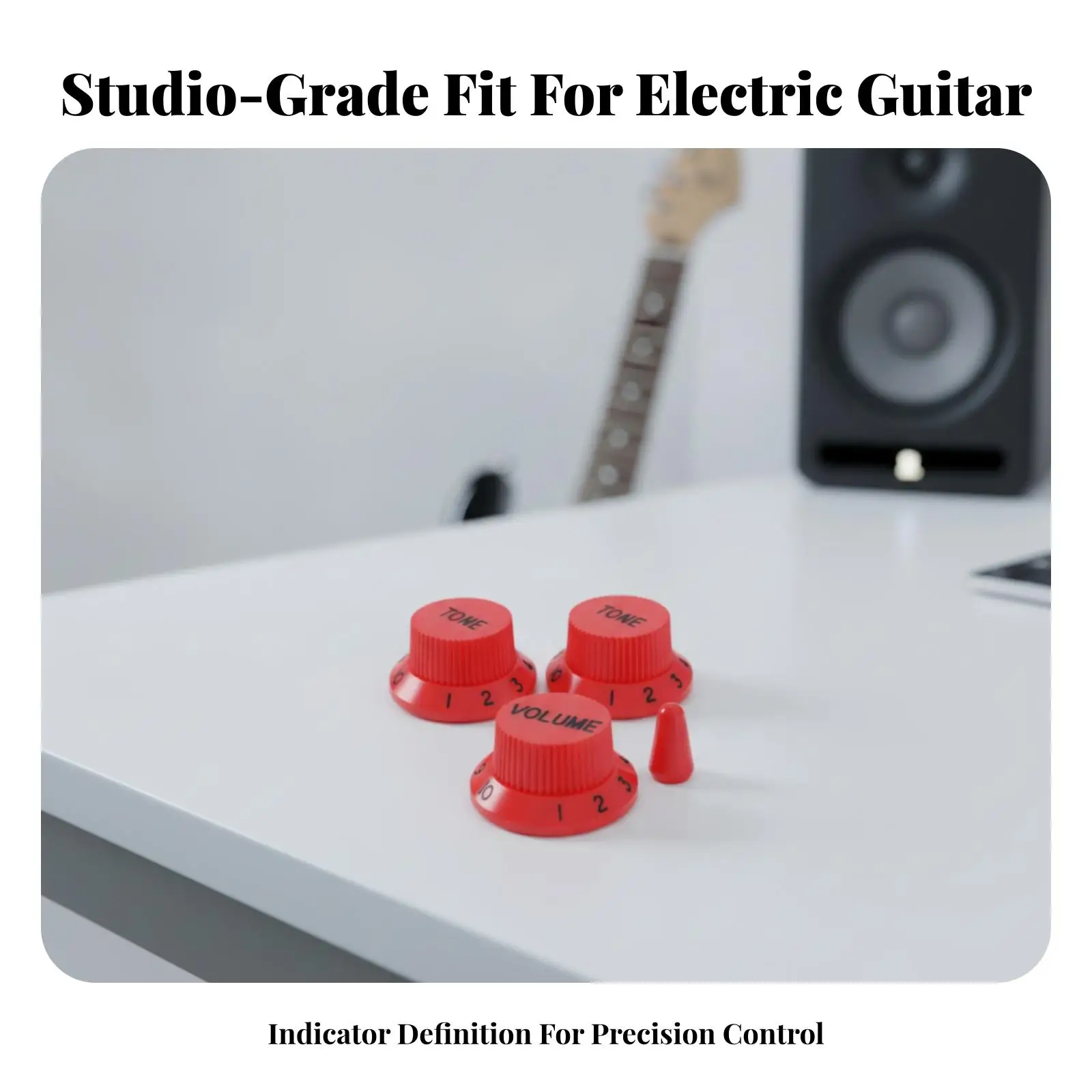 6x3 Pieces Guitar Knobs with Switch Tip | Numbered Dial Markings, Ribbed Cylindrical Grip, Electric Guitar Knobs Dark Blue Gold