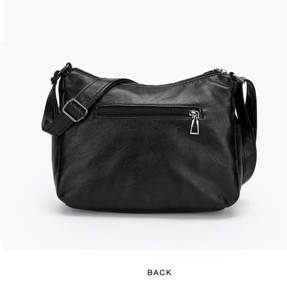 PU Leather Crossbody Bag Multi Layer Adjustable Strap Mom Messenger Bag Zipper Closure Large Capacity Women Purse Shoulder Carry