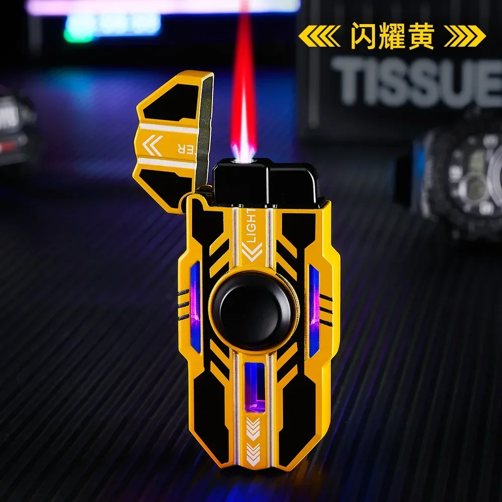 

Tide Play Lighter Mech Rotatable Luminous Windproof Red Flame Butane Torch Lighter Rotating Gyro Lighter Gift For Boyfriends