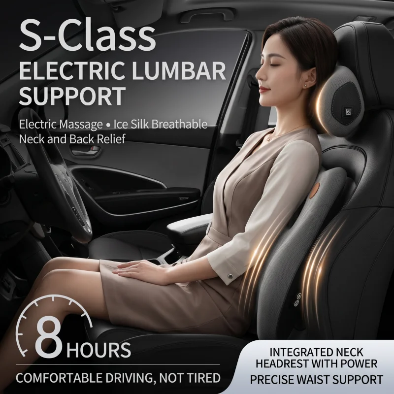 

Car Neck Massage Pillow Lumbar Support Cushion Auto Seat Travel Relax Head Waist Support Auto Accessories Universal Headrest