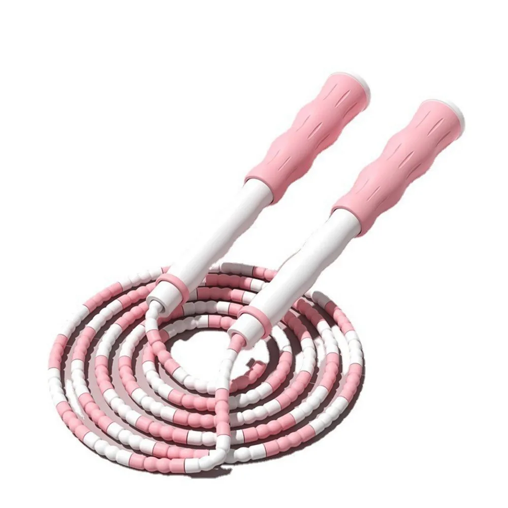 Rope Skipping PP Plastic Segmented Jumping Rope Soft Beaded Anti-Slip Handle Beaded Jump Rope Adjustable Jump Rope Keeping Fit