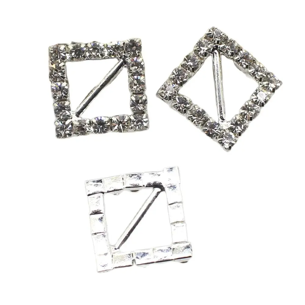 10pcs/lot 15mm Sweet Square-shaped Rhinestone Buckle Slider For Wedding Invitation Letter Diamokd Diy Acessories Decorative