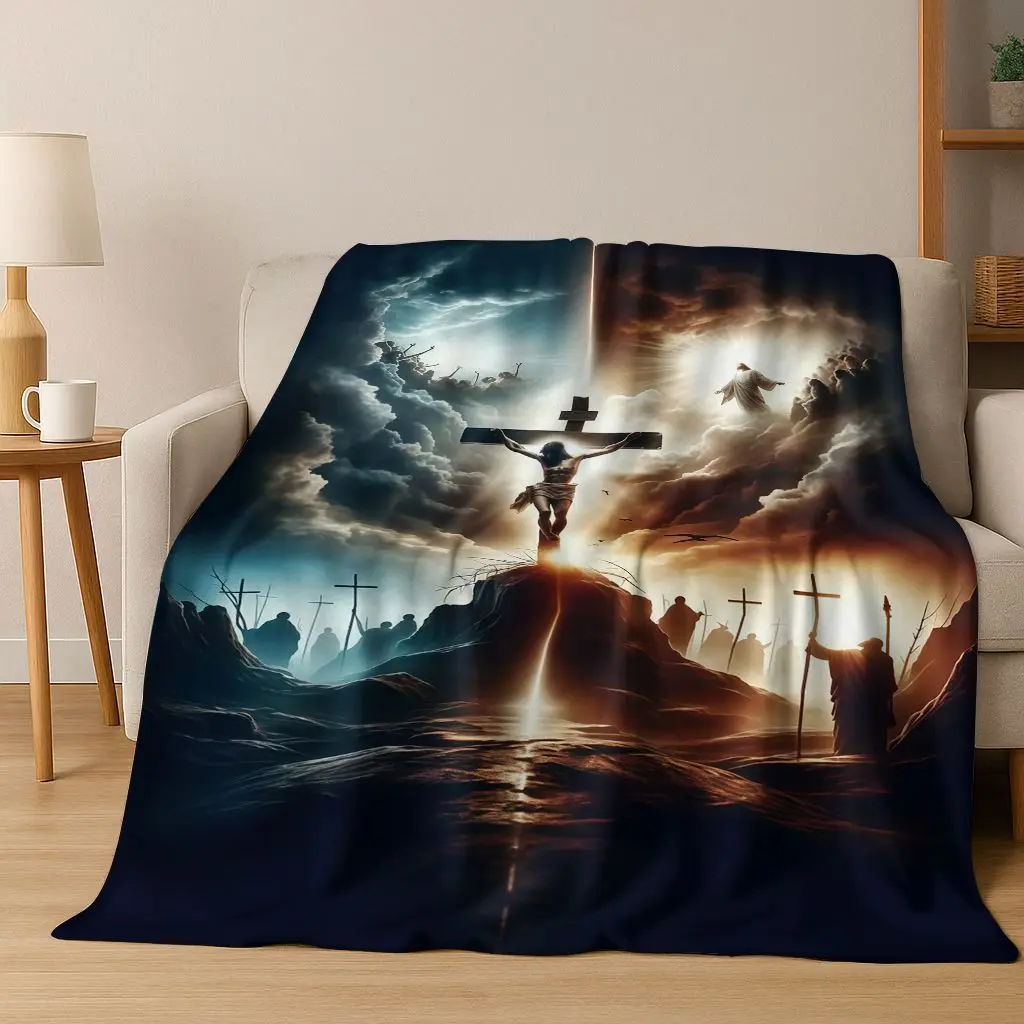 26 Style Faith Virgin Mary Jesus Blessed Flannel Blanket,Cozy Soft Throw Blanket for Home Bedroom Bed Sofa Picnic Cover Gift Kid