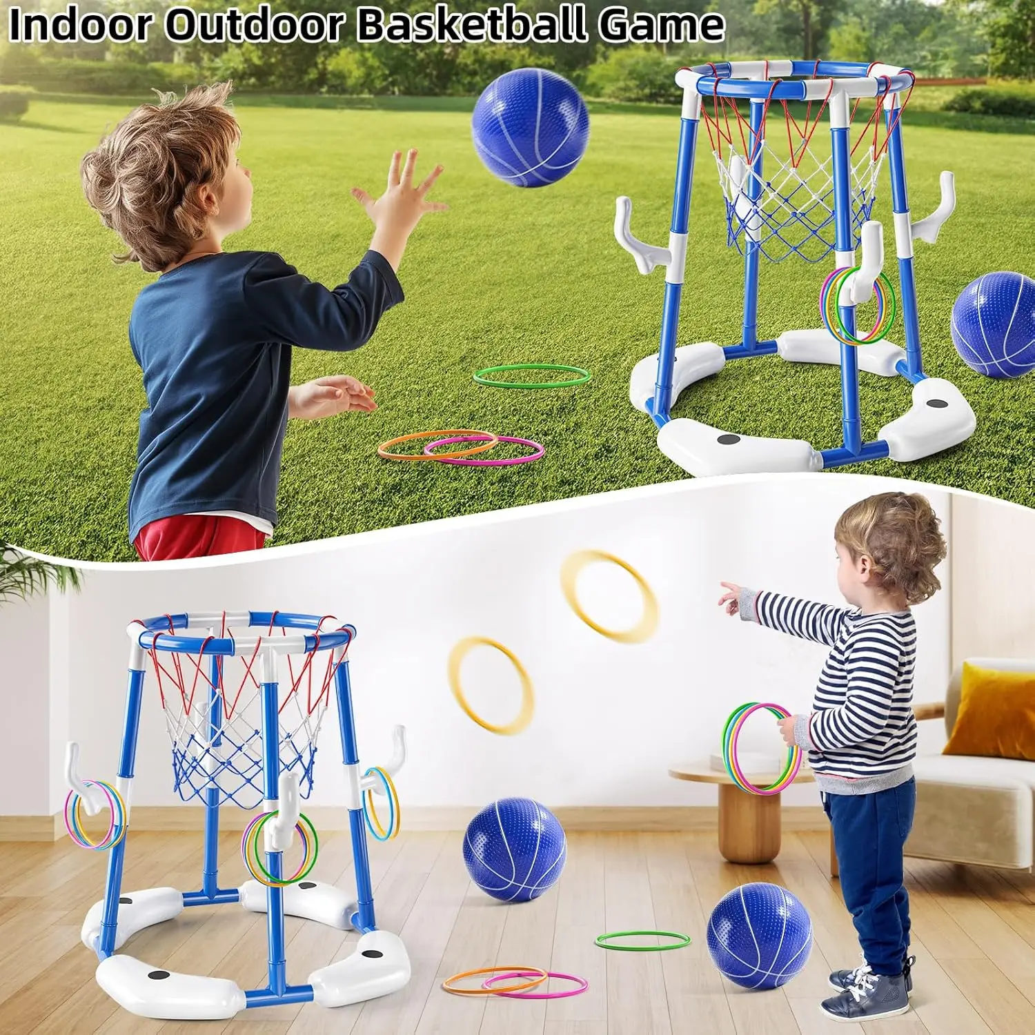 Aro de baloncesto flotante dos en uno para piscina, juego de baloncesto acuático al aire libre, adecuado para la familia, juguete de baloncesto acuático al aire libre