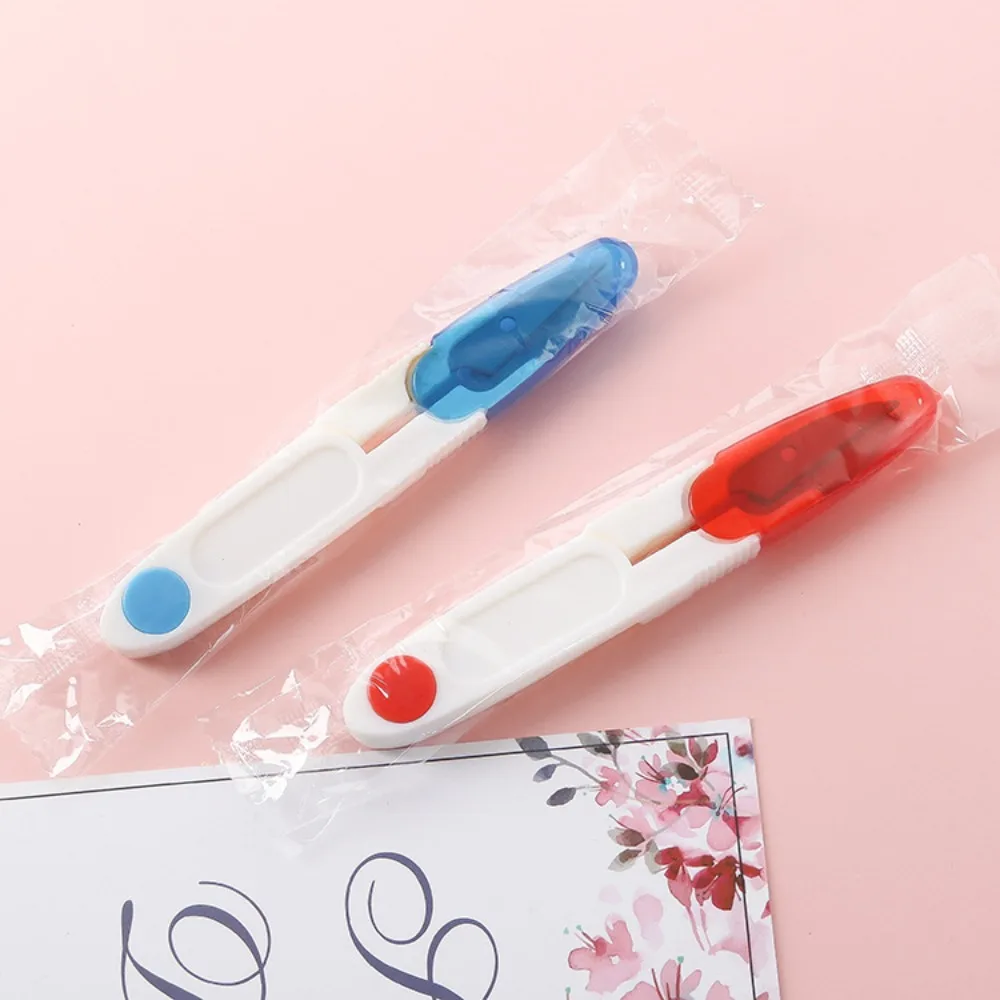 Stainless Steel U-Shaped Small Scissors Transparent Tape Covers Trimming Thread Ends Burrs Automatic Rebound Scissors Colorful