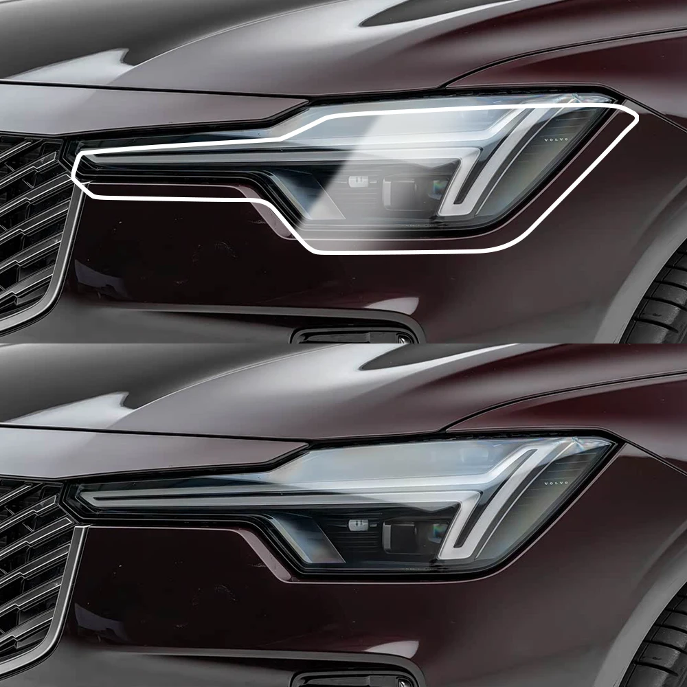 TPU High Gloss Car Headlight Protective Film for Volvo S90 2017-2026 Smoke Black Pre Cut Anti-Scratch Headlight Vinyl Wrap - view 3