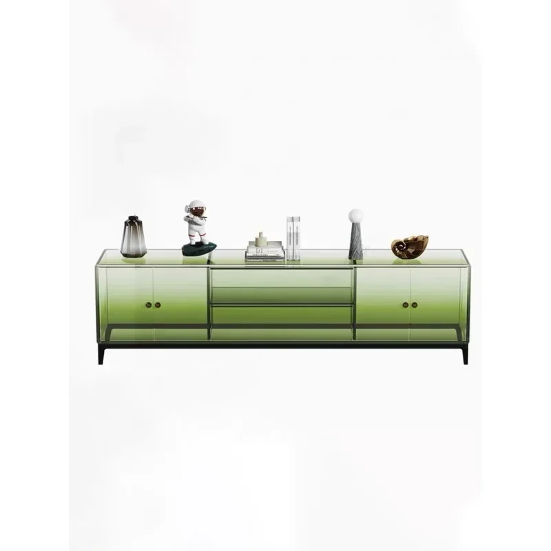 ff خزانة تلفزيون أكريليك بسيطة وحديثة متدرجة اللون خزانة أرضية خفيفة فاخرة لغرفة نموذج خزانة الأفلام والتلفزيون #5