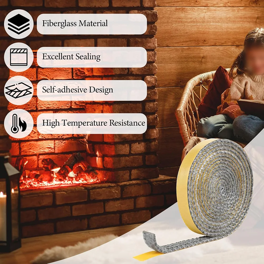 

Home Heating Pellet Stove Gasket Heat Resistant Tape Self-adhesive Sealing Tape Heating Temperature Resistant Wear Resistant