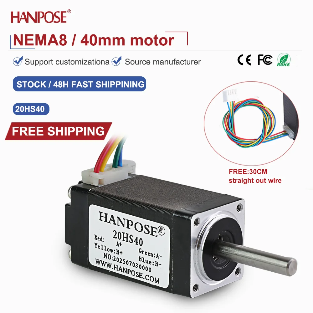 

NEMA8 20HS40 Miniature Stepper Motor 0.03N. m 0.8A 3D Printing Accessories Motor Manufacturer Direct Sales in Stock