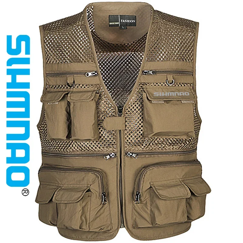 

Fishing vest men's tactical outdoor equipment jacket summer vest men's tool multi pocket mesh sleeveless jacket 2025