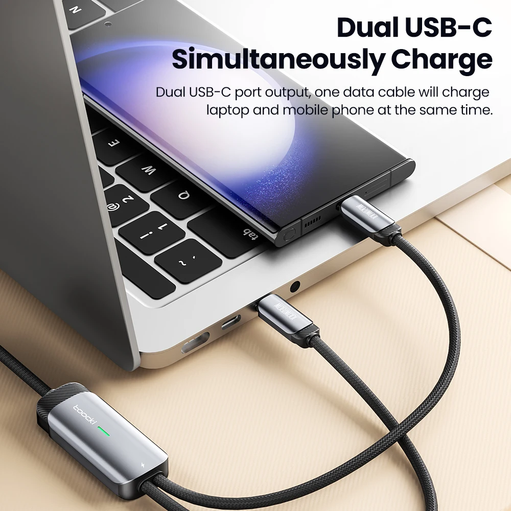 Toocki 2 in 1 Type C Cable 100W USB C To USB C Lightning Cable For iPhone 15 14 13Pro Xiaomi Samsung S23 Fast Charging Data Cord