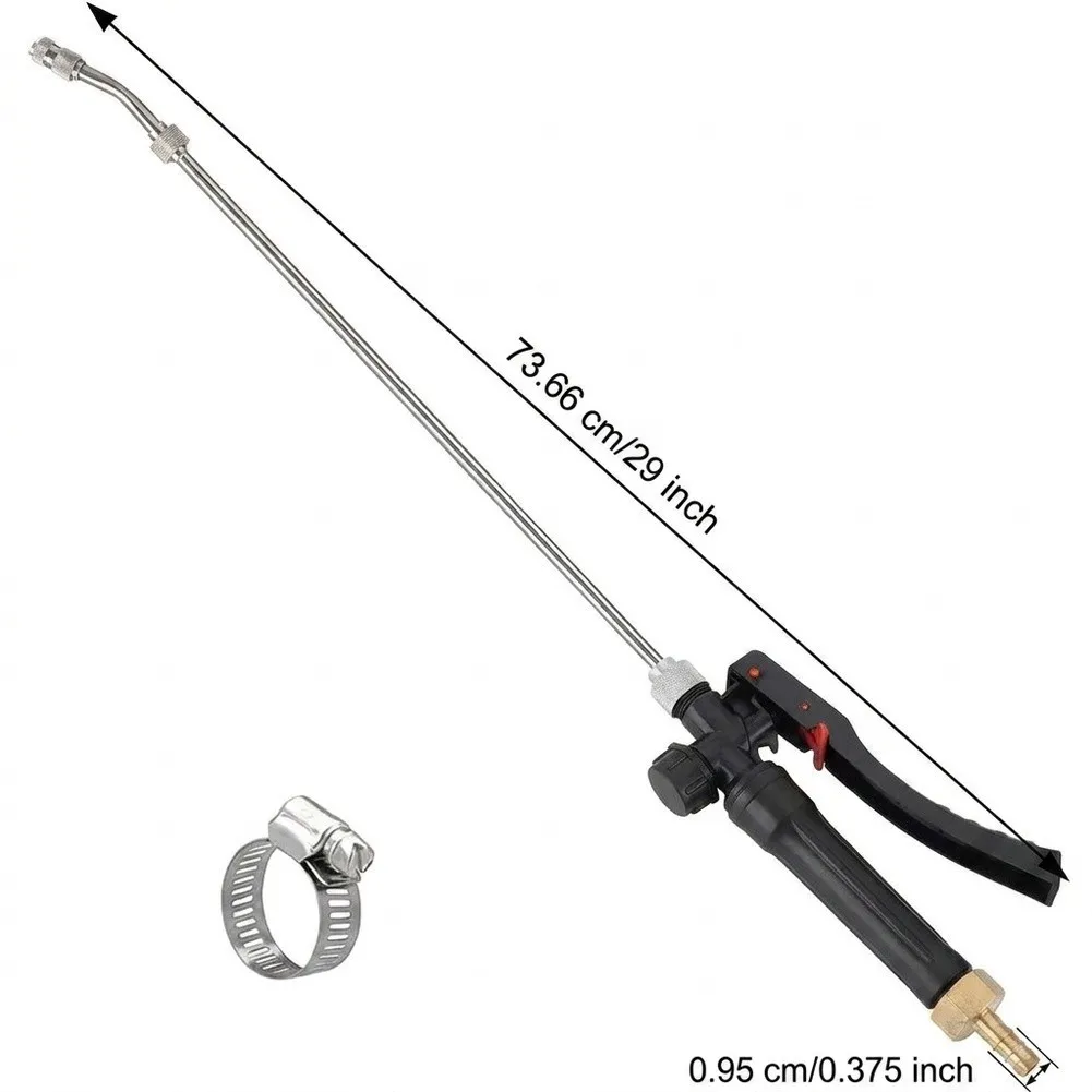29 Inch Stainless Steel Sprayer Wand with 3/8 Inch Inlet and On Off Shut Off Valve for Continuous Flow Control