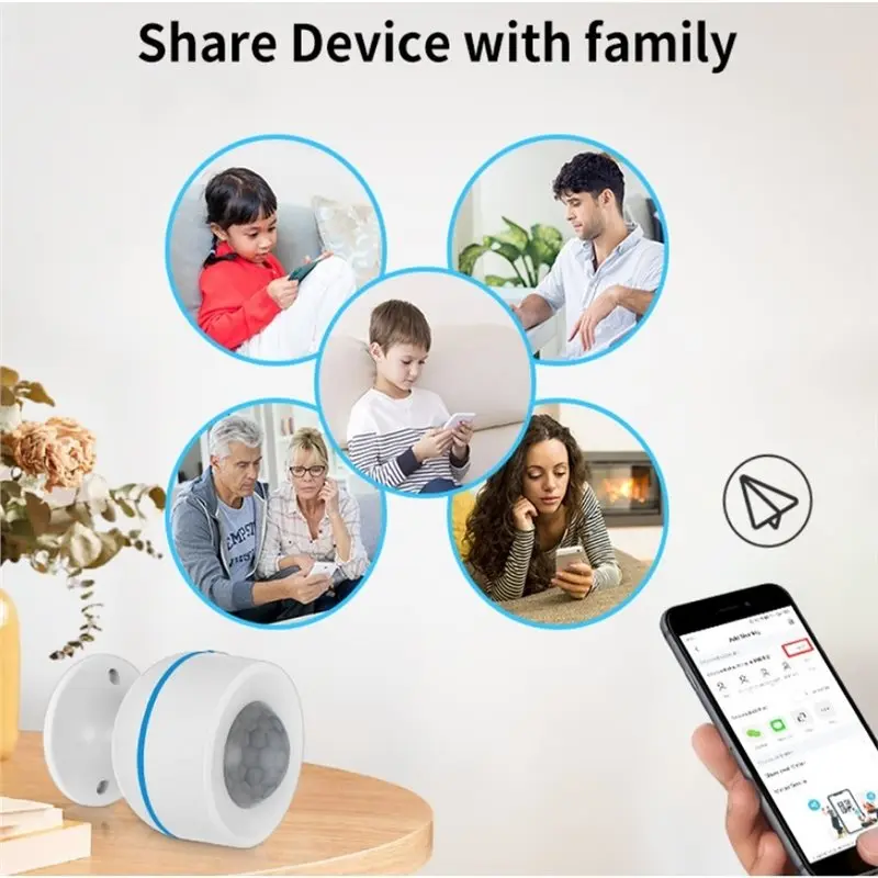 SQPP-Tuya Matter Thread Motion Sensor Detector Battery Built-In 5V 1A/ USB Power Smart Life App Wireless Detector