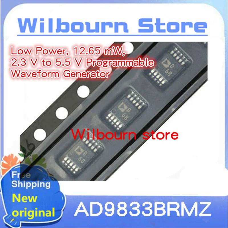 100% New original 5PCS~20PCS/LOT AD9833BRMZ AD9833BRM AD9833BRMZ-REEL7 AD9833 D68 MSOP10 Programmable waveform generator chip