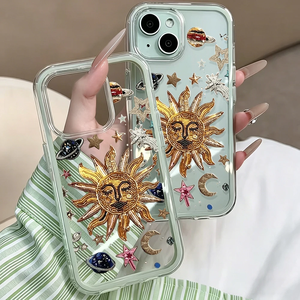 Luxuriöse Mond-Sternen-Transparente Handyhülle für Samsung Galaxy S26 Ultra S25 S24 Edge S22 S23 Plus FE A57 A54 A55 A53 A16 A15 4G 5G Cover – Detail 5