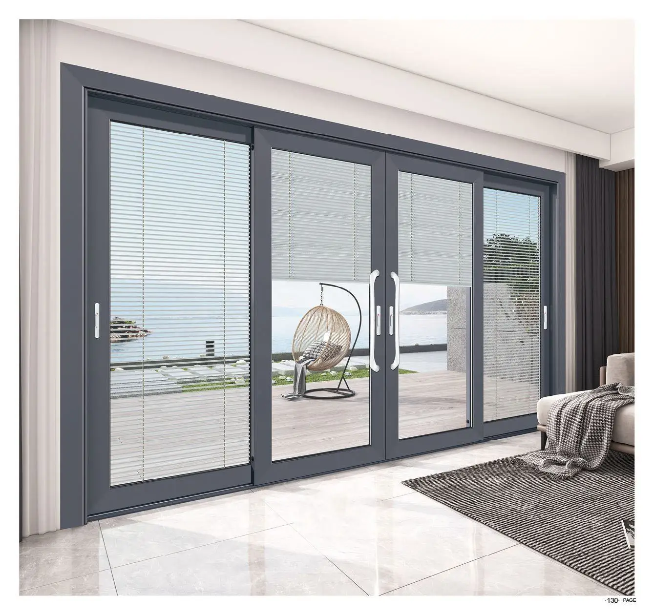 

Fashionable UV Protective Rain Proof Manual Sliding Door Balcony Living Room Wide View Patio Sliding Door Household Glass Doors
