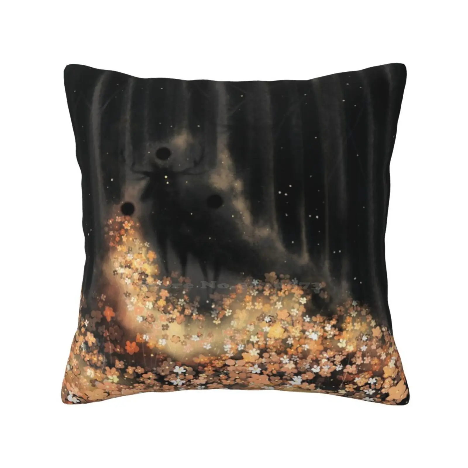 The Watcher Home Sofa Car Cushion Cover Pillowcase Deer Forest Surreal Spooky Eerie Galaxy Animal Nature Flowers