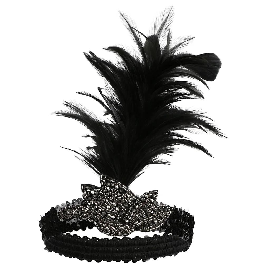 

Flapper Headband Faux Plume Crystal Delicate Hair Decoration Performance Party 1920s Headpiece Women Fancy Headbands