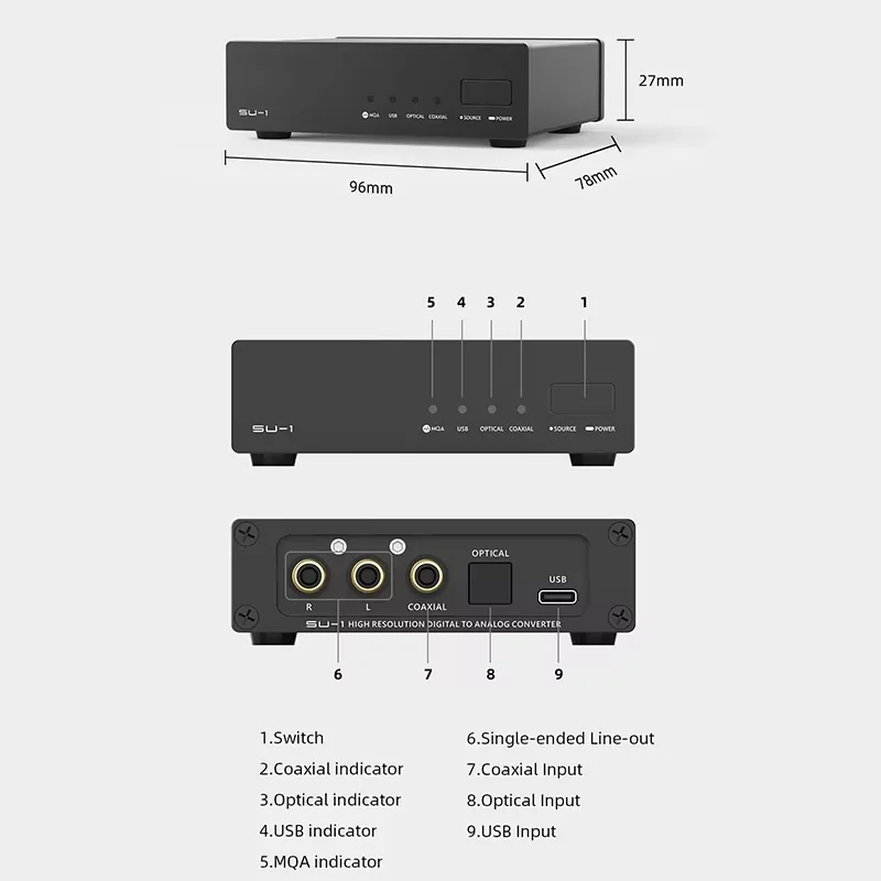 وحدة فك ترميز SHENZHENAUDIO SU-1 AK4493S XU316 768 كيلو هرتز/32 بت DSD512 SU1 Hi-Res DAC