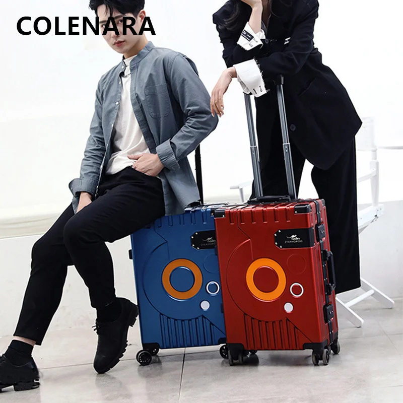 COLENARA Luggage 22"24"26" 28inch Large Capacity Trolley Case 20"aluminum Frame Boarding Box PC Password Box Rolling Suitcase