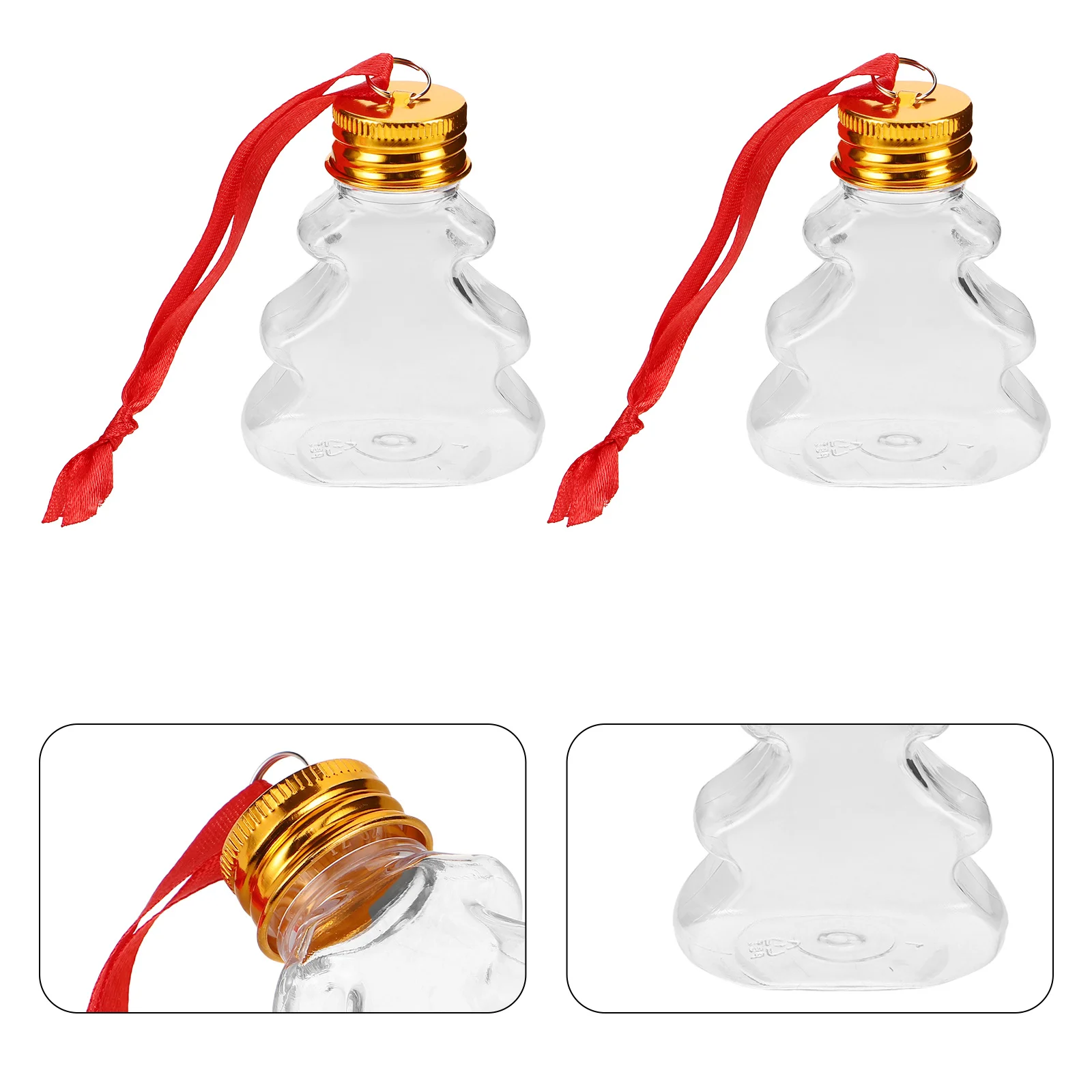 

12Pcs 50ml Pet Plastic Christmas Tree Shaped Bottles Clear Fillable Ornament Drink Bulbs Leakproof Holiday Decor