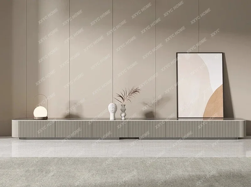 JJJJLight Luxury Super Long Rock Slab TV Cabinet Modern Simple Household Small Apartment Living Room