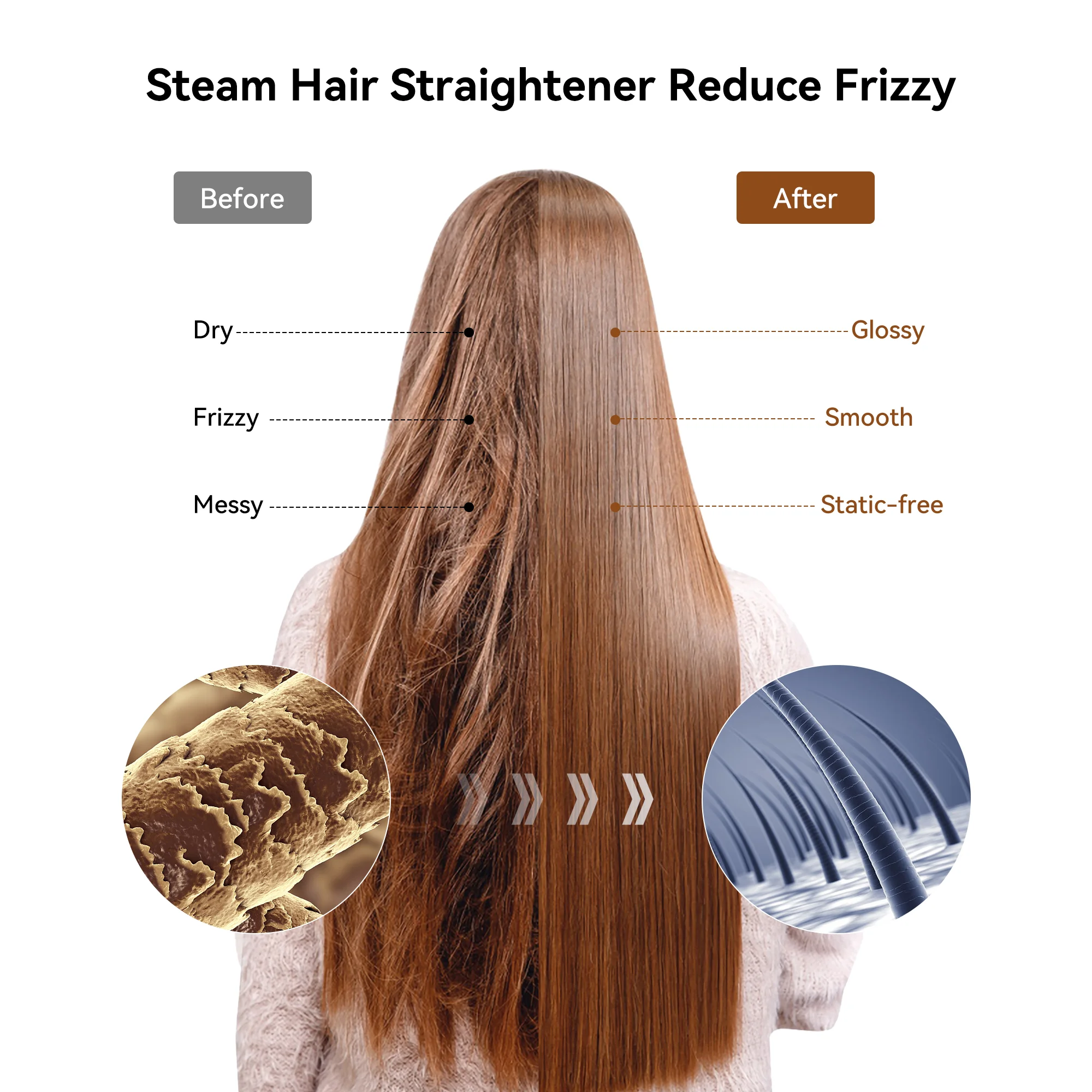 مكواة فرد الشعر بالبخار المهنية الكهربائية السيراميك واسعة الشعر الشباك الحديد المسطح لوحات الشعر شاشة الكريستال السائل مشط ساخن استقامة