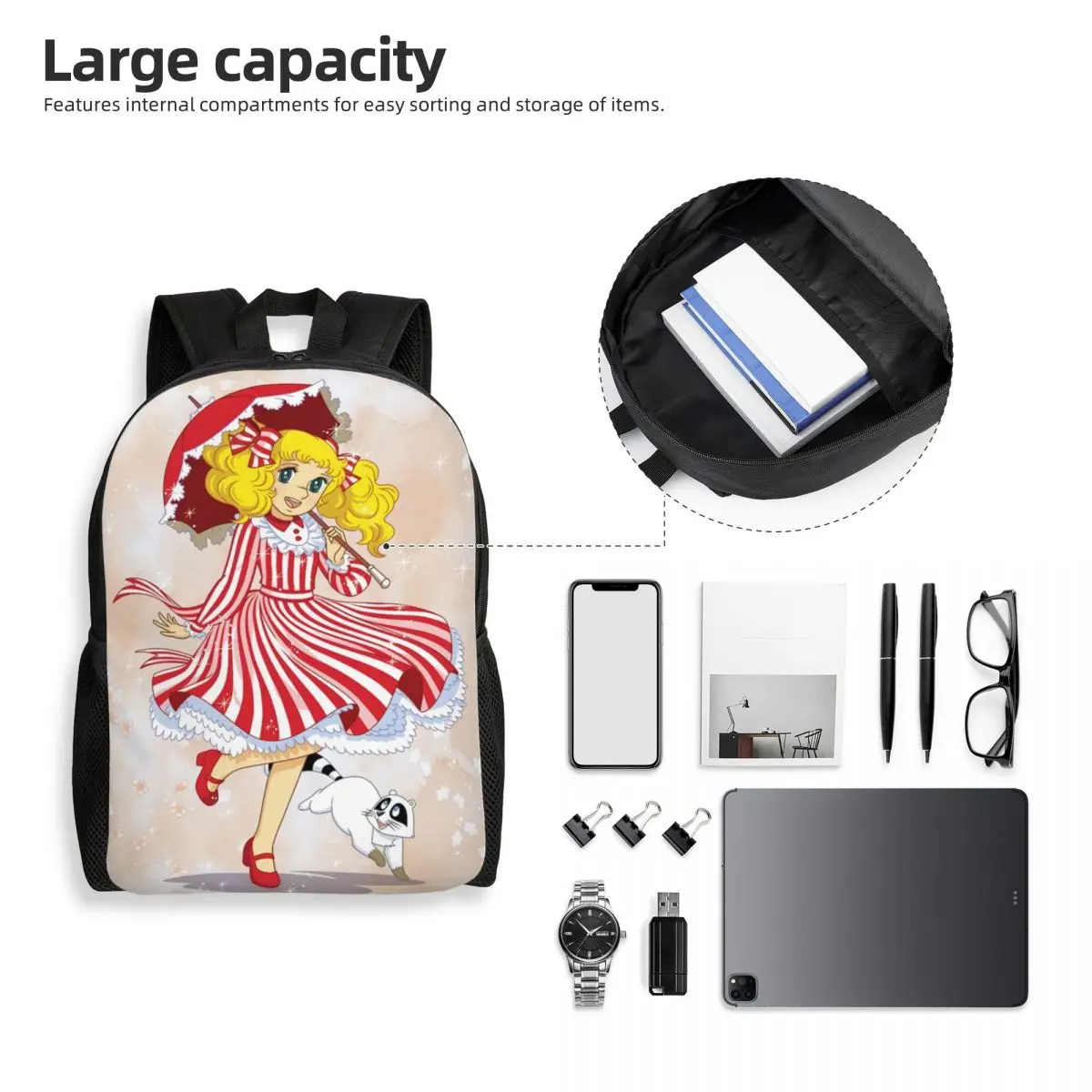 Candy Candy Laptop Rugzak Vrouwen Mannen Basis Boekentas Voor School Studenten Japan Anime Manga Tas