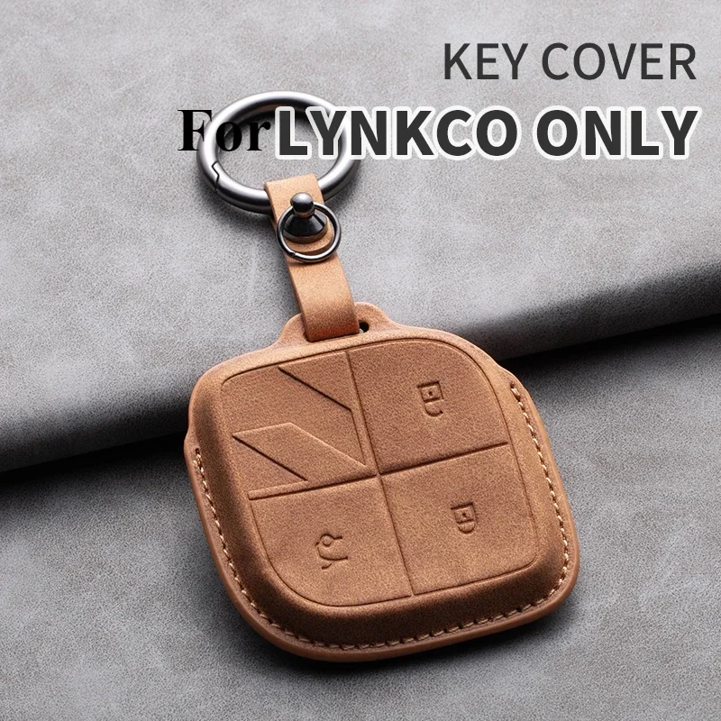 

For LYNK&CO 08 2022 2023 2024 LYNK CO 08 For LYNKCO 01 02 03 05 06 09 Leather Car Remote Key Case Cover Shell Holder Keychain