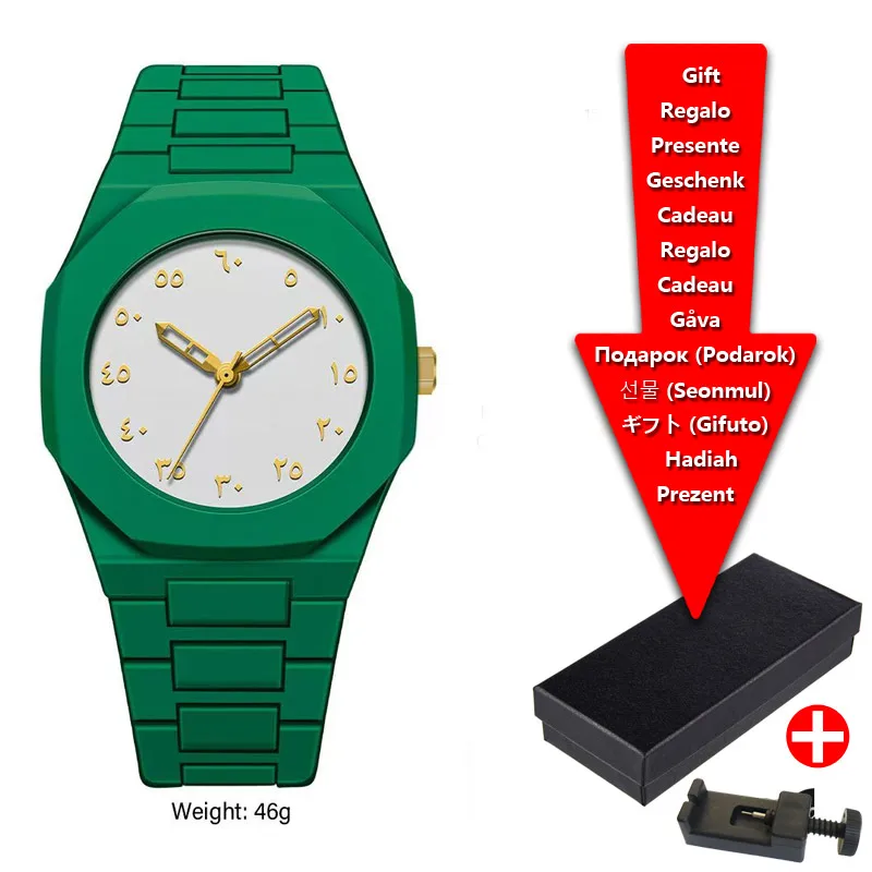 Middle Eastern Arabic Numeral Dial Calendar Business Men\'s Watch Casual Lightweight Waterproof Plastic Quartz Women\'s Watch