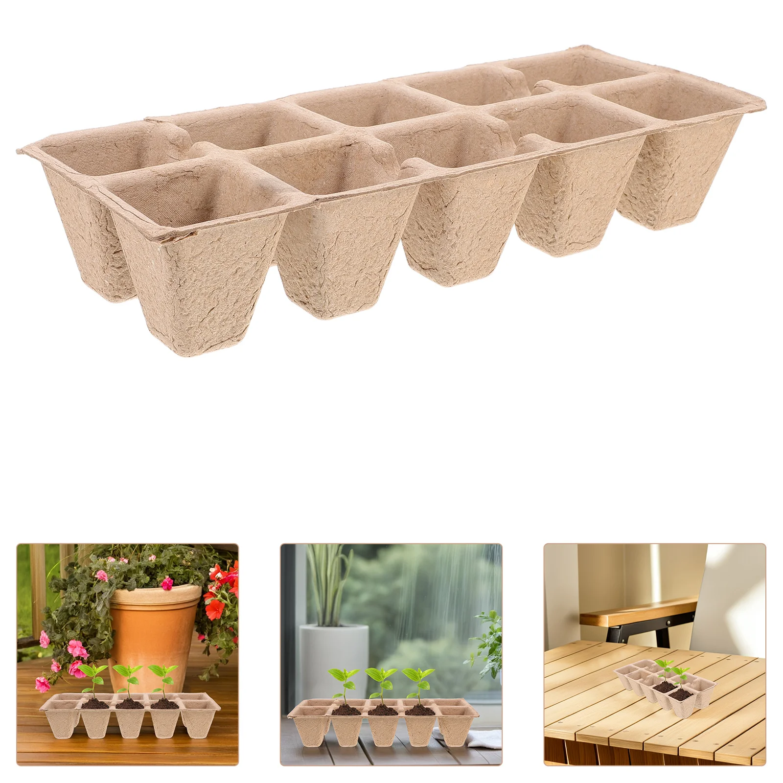 

20pcs Seedling Starter Trays 10 Hole Biodegradable Plant Growing Cups For Indoor Outdoor Garden Nursery Potting Supplies