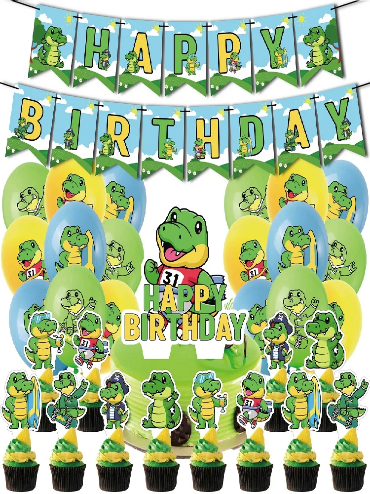 Ensemble de ballons Crocodile 9 pièces, ballon Crocodile de décoration de fête d'anniversaire pour enfants à thème Animal, 12 pouces