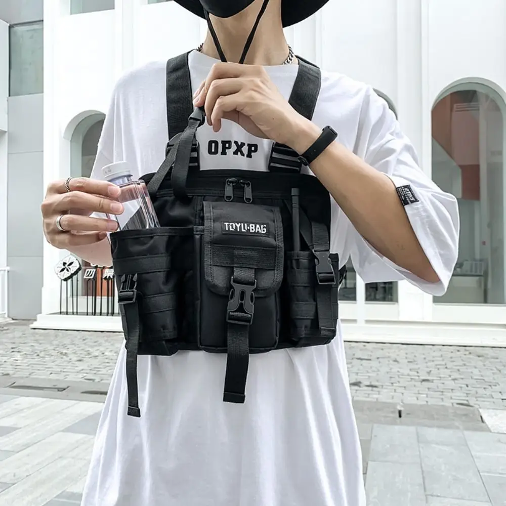 

Ткань Оксфорд, нагрудная сумка Molle, дышащая уличная сумка-жилет в стиле хип-хоп, водонепроницаемая повседневная сумка-жилет Molle на плечо, велосипедная сумка