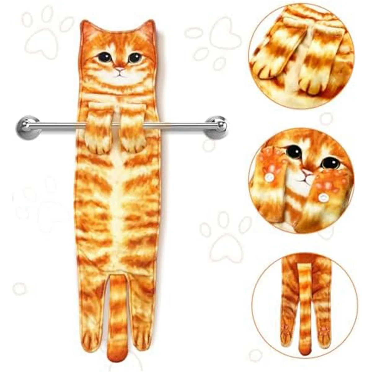 Funny Cat Hand Towels for Bathroom Kitchen Decor Cat Towel, Cute Decor Hanging Face Towels, Super Absorbent Soft B+C