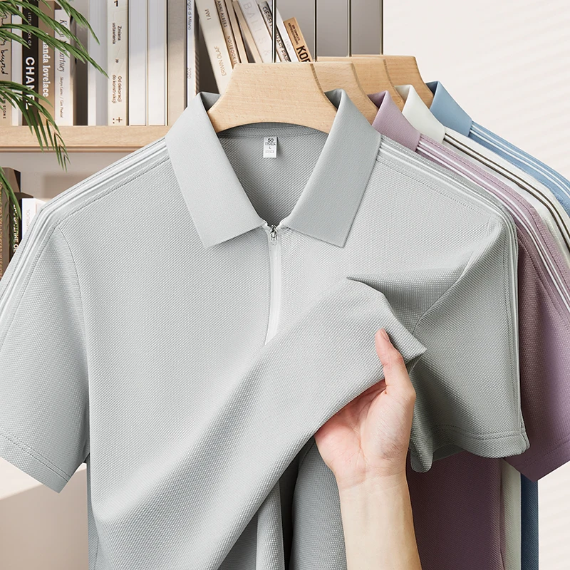 Mens Polo Shirts Tshirt Luxury Premium Fabric Antimicrobial MoistureWicking QuickDry SunBlock
