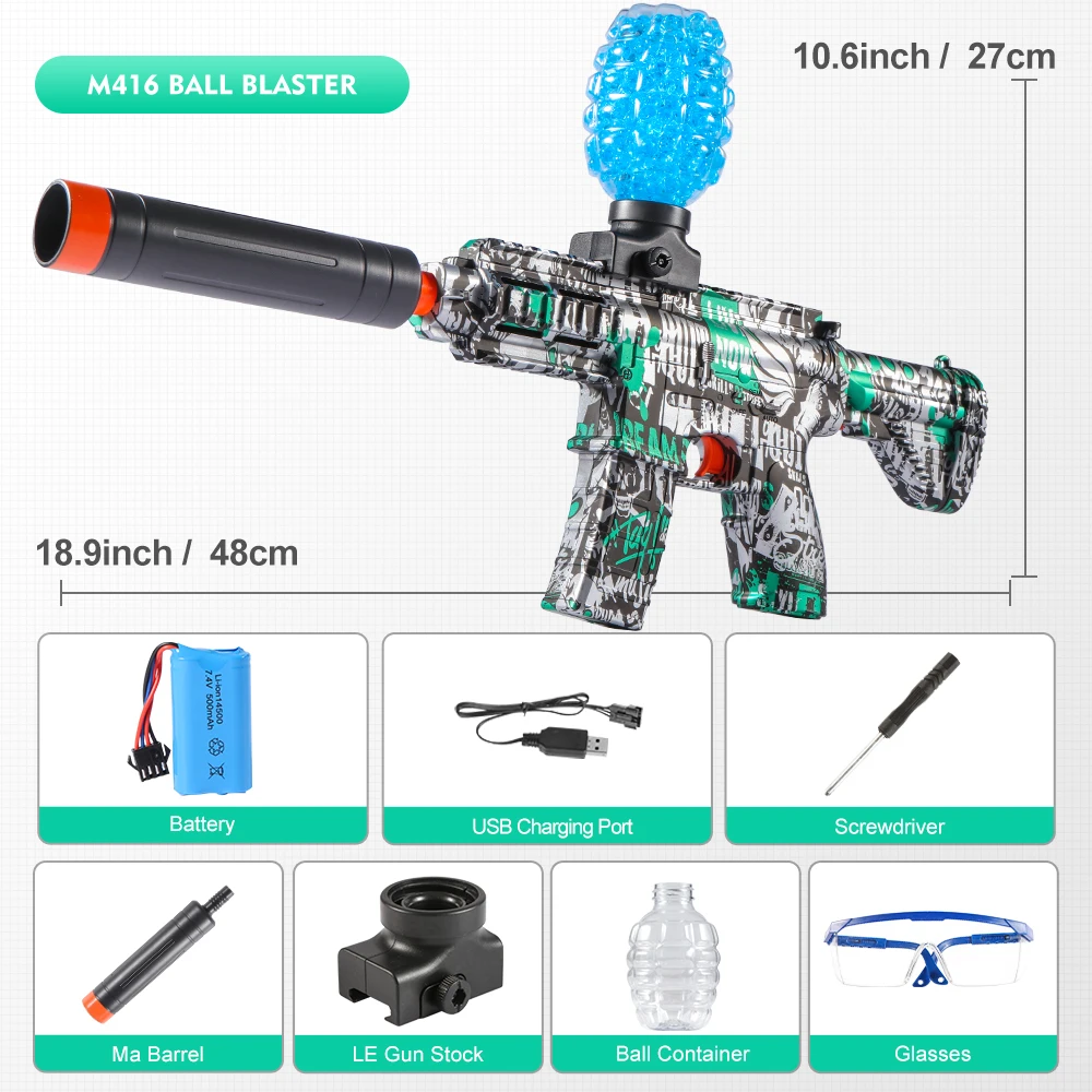 M416 Electric Ball Blaster Toy Gun - High-Speed, Metallic Finish, Rechargeable - Outdoor Game Party Gift(Bullets Excluded) image 3