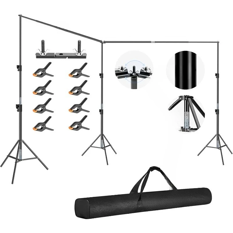 Back Drop Adjustable Stand, 10x20 Backdrop Stand Heavy Duty Photography Background Support System Kit with 300° Angle Rota