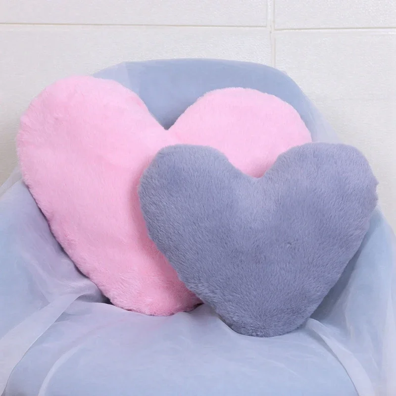 Faux Rabbit Fur Heart Pillow Decorative Pillows Plush Love Heart Shaped Fluffy Throw Pillow Cushion Valentine's Day Gift image 3
