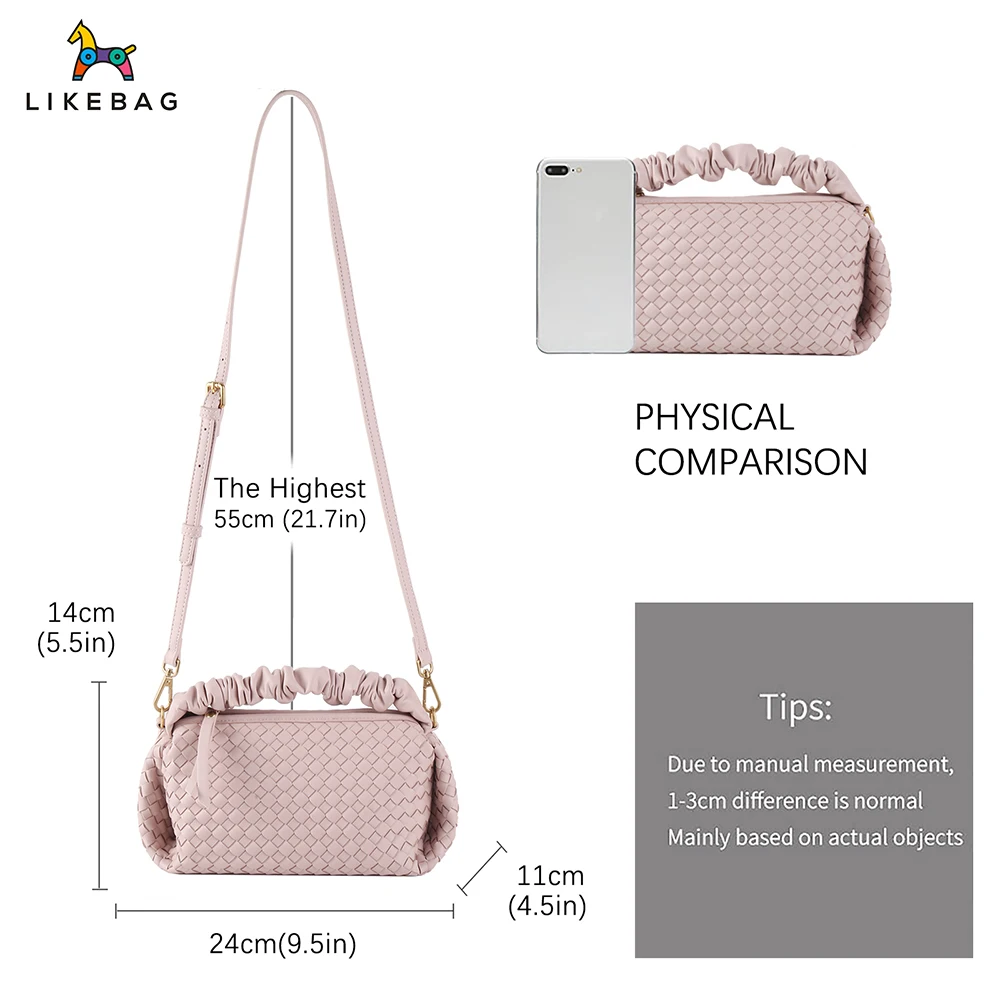 Likebagborsa intrecciata 2023 primavera e l\'estate nuova borsa femminile design di nicchia borsa intrecciata a mezza luna in metallo