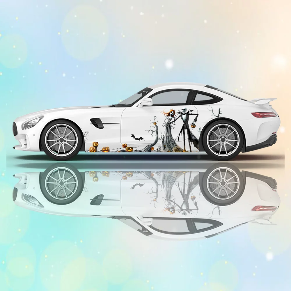 Skeleton Men and Women in Skirts Dance Car Side Sticker Decoration Protection, Waterproof Self-adhesive Sticker,Auto Accessories