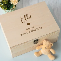 Personalized Baby Gift Box, Personalised New Baby Large Wooden Memory Box Gifts Ideas For Boys Girls Newborn Babies Keepsake Box