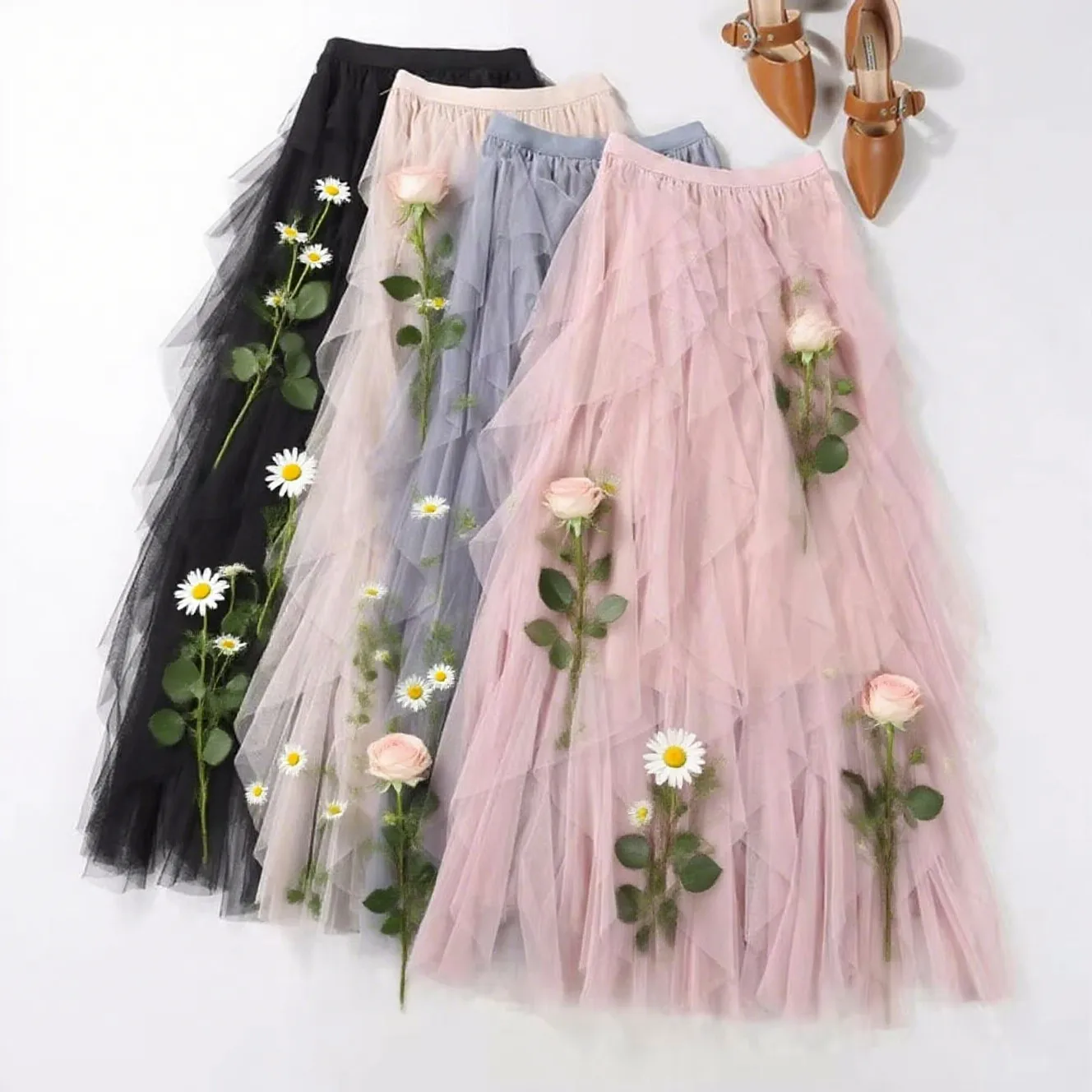 

Irregular Mesh Women Midi Skirt, Women's Spring And Summer Multi-layer Cake Skirt, Super Fairy Temperament Fluffy Skirt 2025