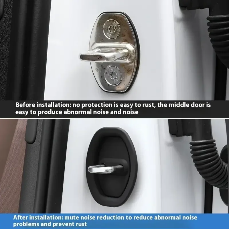 4PCS Car Door Lock Rubber Protective Cover Shock Absorbing Buffer Pad Anti-collision Silent Door Lock Rubber Sleeve