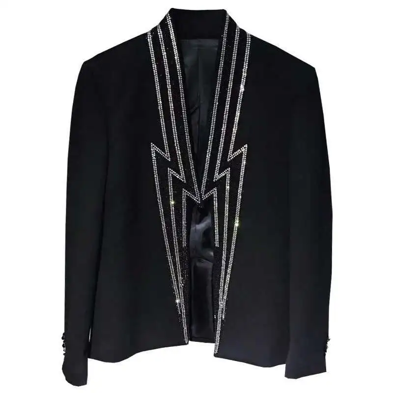 Áo Khoác Nam Công Nghiệp Nặng Dự Tiệc Cao Cấp Áo Khoác Áo Masculino Lightning Kim Cương Giả Áo Khoác Câu Lạc Bộ Đảng Áo Nam Giai Đoạn Phù Hợp Với